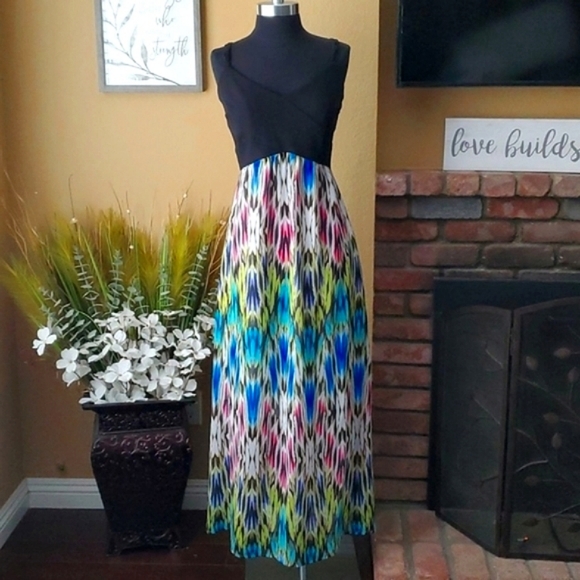 🆕️ Nicole by Nicole Miller Colorful Maxi Sleeveless Chiffon Dress SIZE: 14 - Picture 1 of 10